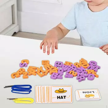 Буквы алфавита, нанизывание бусин, деревянные блоки с буквами алфавита, мелкая моторика, шнуровка, игрушки для