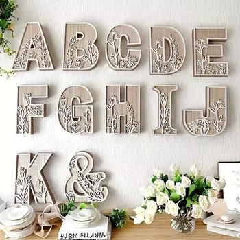 Буквы AZ Главная Свадьба Вечеринка Резьба Дисплей Декоративные Настенные Украшения Подарок Деревянное Украшение