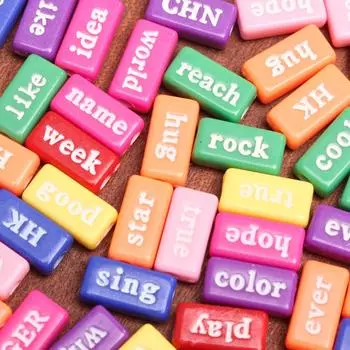 Буквы, бусины, геометрические фигуры, прямоугольник, 14,5 мм, цветные пластиковые акрил, сделай сам, 10 шт., модный английский алфавит White Multicolor