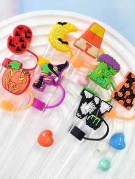 Буквы на Хэллоуин, День благодарения, Рождество, набор из 26 шт., ПВХ, мягкая резина, 10 мм, заглушка для соломинки, пылезащитная заглушка, сделай сам, украшение для праздничной вечеринки