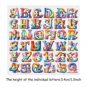 Буквы с котами от А до Я На заказ Термоаппликации Горячие Распродажи Наклейки Сделай сам Футболка Термоперенос Наклейки для одежды Термопатч