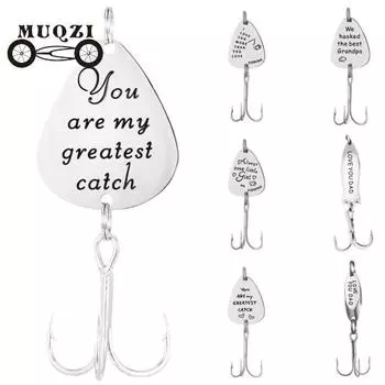 Буквы с выгравированным рыболовным крючком, кулон, брелок для ключей, брелок, подарок на день отца 8