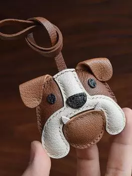 Бульдог ручной работы кожаная сумка для ключей от машины подвеска на зеркало заднего вида персонализированный брелок