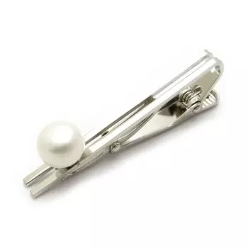 Булавка для галстука Булавка для галстука Пресноводный жемчуг Жемчуг Подлинный простой черный жемчуг Свадьба Наш оригинальный JS10023 Мужской (Цвет жемчуга белый) серебряный