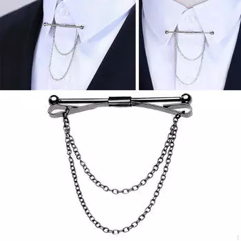 Булавка для мужчин с цепочкой, застежками для галстука, ювелирным декором, клипсой, деловым формальным стилем