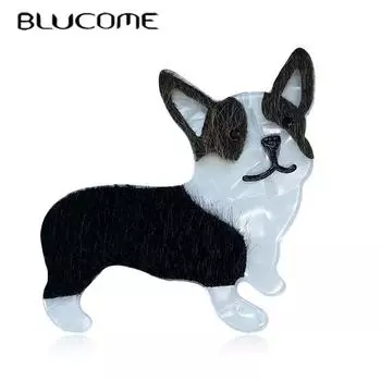 Булавки Blucome с героями мультфильмов ручной работы, акриловые броши в виде собаки, значок для сумки, булавка на лацкан, ювелирное изделие, подарок для друзей чёрный