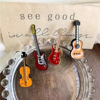 Булавки для гитары, музыкальный инструмент, винтажная эмалированная булавка из сплава, милые эмалированные булавки, булавка для скрипки, булавки для сумки в стиле рок violin
