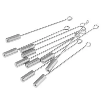 Булавки нагрудные палочи унисекс 5см 10шт 5cm серебряный