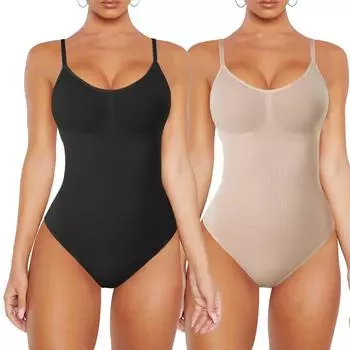 Bulit In Bra Мягкий боди для женщин для похудения, формирователь всего тела, комбинезон для коррекции живота, прочный топ на бретелях S чёрный