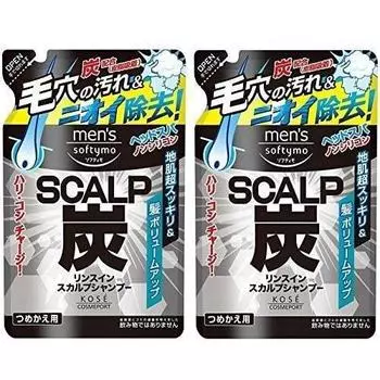 [Bulk purchase] KOSE Men s Softimo Conditioner Scalp Shampoo (Charcoal) Refill 400mL [x2 pieces]