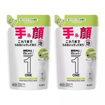 [bulk purchase] mens biore one medicated foaming face wash & hand soap refill 200ml x 2 pieces