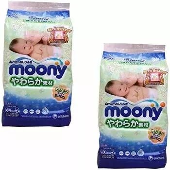 [Bulk purchase] Moony baby wipes, soft material, 99% pure water, refill 400 sheets (80 sheets x 5) [x 2 pieces]