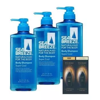 [Bulk Purchase] SEABREEZE Super Cool Body Shampoo 600mL x 3 + Bonus Body Soap Men s Women s Cool Cooling Refreshing
