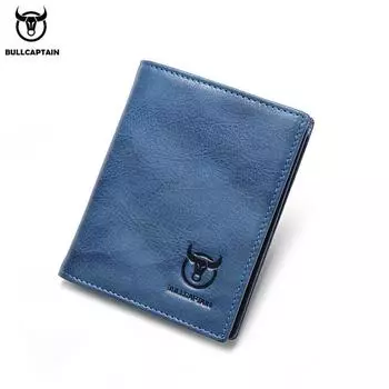 BULLCAPTAIN 100% кожаный мужской кошелек, высококачественный кожаный мужской кошелек, многофункциональный короткий кошелек с отделением для карт, QB017 кофейный