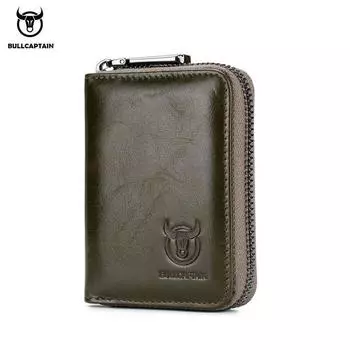 BULLCAPTAIN кожаный держатель для кредитных карт ID карты кошелек мужской модный Rfid держатель для карт кошелек визитница сумка кофейный