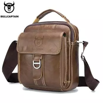 BULLCAPTAIN Мужская сумка через плечо Классический бренд в винтажном стиле Мужские сумки-мессенджеры Промо-сумка через плечо дубильная кора