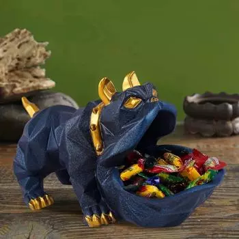 Bulldog Design Storage Holder Showpiece for Home Decorative Item, Animal Figurines for Home Shelves Decor Showpiece (6 inch Size, Black),, Resin