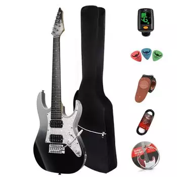 Bullfighter 34 Inch Kids Электрогитара Начальный набор ST Стиль Мини Электрогитара для мальчиков и девочек Запасной чехол Медиатор, Кабель, Ремень, Струны,