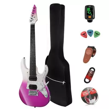 Bullfighter 34 Inch Kids Электрогитара Начальный набор ST Стиль Мини Электрогитара для мальчиков и девочек Запасной чехол Медиатор, Кабель, Ремень, Струны,