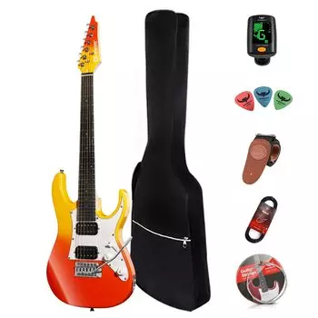 Bullfighter 34 Inch Kids Электрогитара Начальный набор ST Стиль Мини Электрогитара для мальчиков и девочек Запасной чехол Медиатор, Кабель, Ремень, Струны,