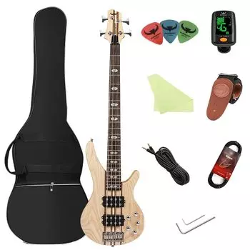 Bullfighter Elm Bass Beginner Set 4 струнная электрическая бас-гитара чехол ремень гриф корпус интегрированный Elm Bass активный звукосниматель бас-гитара струны/5 + (DBS-4-дерево)