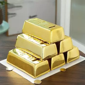 Bullion Prop Simulation Gold Bullion Bar Gold Brick Coin Case Saving Money Box Piggy Bank Coin Bank золотой