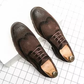 Мужские повседневные кожаные туфли Bullock, большой размер, костюм, молодежный деловой повседневный британский стиль, на платформе, для мальчиков, кожаные туфли для мужчин 37