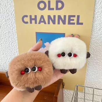 Булочка ins милый мультфильм выдра кролик мех автомобильный брелок плюшевая кукла рюкзак кулон кукла подарок коричневый