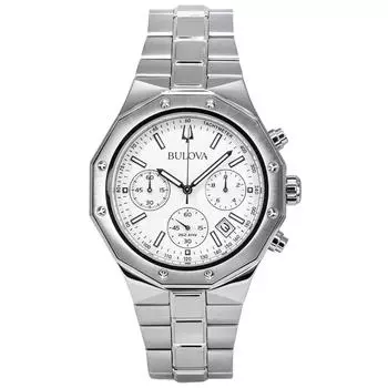 Bulova Classic Precisionist Chronograph из нержавеющей стали с серебристым циферблатом, кварцевые часы 96B408 100M для мужчин серебряный