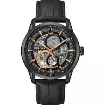 BULOVA Classic Sutton скелетон циферблат автоматические мужские часы 98A283 чёрный