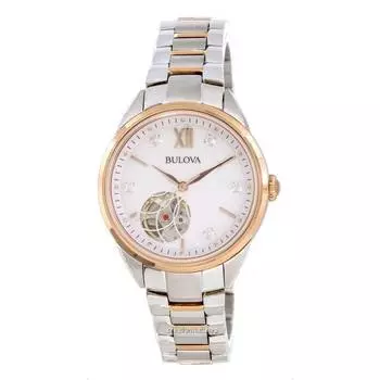 Bulova Classic White Open Heart Dial Автоматические женские часы 98P170 белый