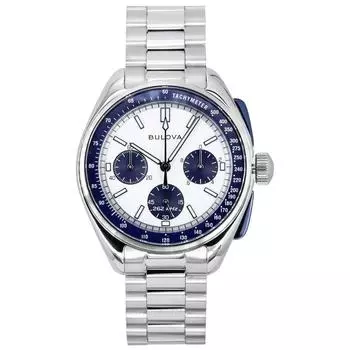 Bulova Lunar Pilot Archive Series Special Edition Хронограф Серебряный циферблат Кварцевые 98K112 Мужские часы с дополнительным ремешком серебряный