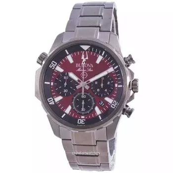 Bulova Marine Star Chronograph Quartz 98B350 100M Мужские часы красный