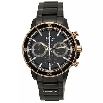 Bulova Marine Star Chronograph Quartz Diver s 98B302 200M Мужские часы чёрный