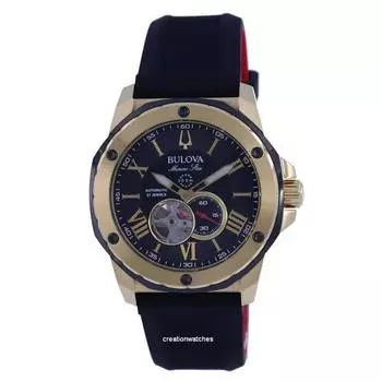 Bulova Marine Star Open Heart Автоматические дайверские часы с черным циферблатом 98A272 200M Мужские часы чёрный