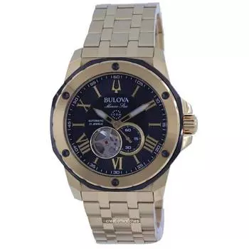 Bulova Marine Star Open Heart Автоматические мужские часы для дайверов с черным циферблатом 98A273 200M чёрный