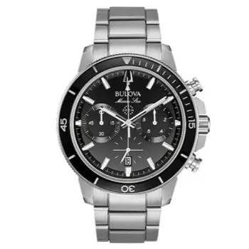 BULOVA Мужские часы Marine Star Series с черным циферблатом из нержавеющей стали 200M 96B272 чёрный