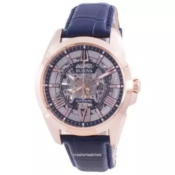 Bulova Sutton Автоматические мужские часы со скелетонизированным циферблатом 97A161 100M серебряный