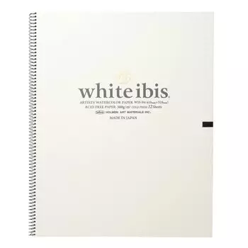 Бумага акварельная Holbein White Ibis Medium 300г формат F4 пружинный переплет 12 листов 271314 WIS-F4 белый