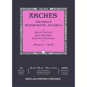 Бумага для акварели Arches, 300 г, экстратонкая, 26X36 см, 12 листов (1795098) Натуральный белый