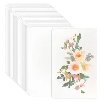 Бумага для акварели Размер открытки Бумага для акварели Почтовая открытка Среднее зерно 300 г/м 50 листов Бумага для акварели Квадрат 10 x 15 см Бумага для закладок Обычная Спасибо белый
