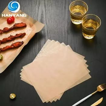 Бумага для коврика для выпечки Кухонная духовка Коммерческая желтая силиконовая жиронепроницаемая бумага Маслопоглощающая бумага Жиронепроницаемая бумага для жареной пищи Коричневая бумага для барбекю 18cmx18cm