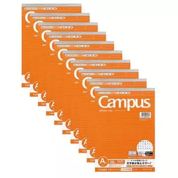 Бумага для отчетов KOKUYO Campus, пунктирная, в линейку, B5, 50 листов, 10 книг, набор, А-линовка, Re-50ATX10