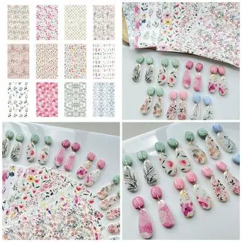 Бумага для переноса изображений из полимерной глины с цветочным узором Бумага для переноса изображений из полимерной глины с цветочным узором для аксессуаров для сережек Mak 4