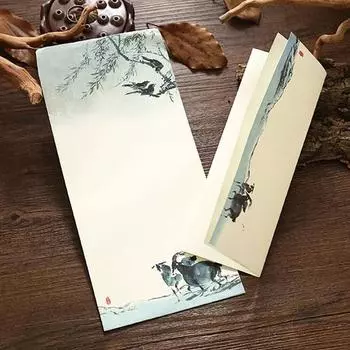 Бумага для писем, винтажный привлекательный толстый конверт с принтом в китайском стиле, приглашение, письмо для студента H