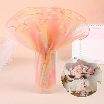 Бумага для упаковки цветов из пряжи Wave, плиссированная пряжа, флористическая упаковка для букетов, кружевная сетка, цветы своими руками, подарочная упаковка, принадлежности 28 см x 4,5 м