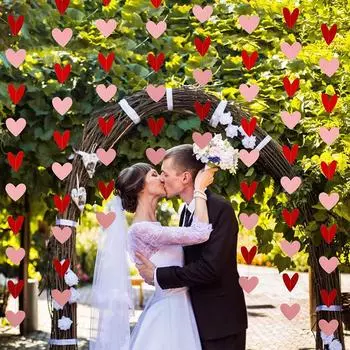 Бумага Красное Сердце Подвесное Украшение Сердце Любви Баннер Серпантин День Святого Валентина Свадьба Девичник Украшения Принадлежности