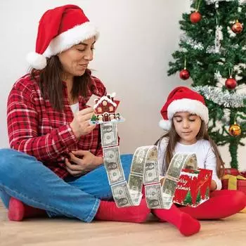 Бумага Рождество Деньги Вытягивание Коробка Денежный Зажим Денег Рождественский Подарок Денежный Вытягивание Подарочные Коробки Украшения Торта Денежная Подарочная Коробка Вечеринка