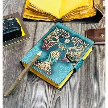 Бумага ручной работы с краями Deckle Edge, кожаный блокнот для письма Матери Земли, подарок 7 x 5 in