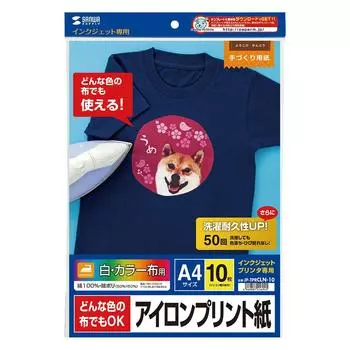 Бумага Sanwa Supply Inkjet для цветной печати на ткани с термонаклейкой JP-TPRCLN-10